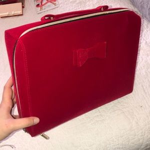 Estée Lauder red velvet beauty bag